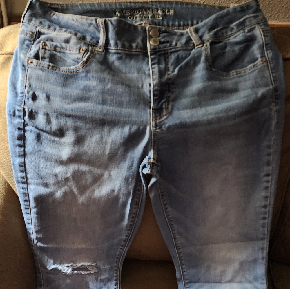 American Eagle Outfitters Women's Light Blue Flare Leg Jeans